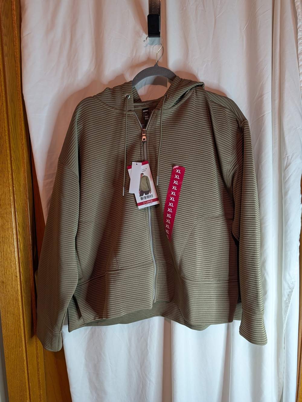 DKNY Ottoman Full Zip Hoodie Utility Green XL NWT
